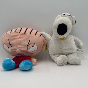 Vintage Family Guy Stewie and Brian Plush Stuffed Animals 2006 Fox TV Set